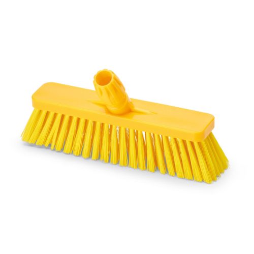 Igeax élelmiszeripari tolóseprű, partvis fej, 30 cm, 0,75mm kemény sörtével, sárga