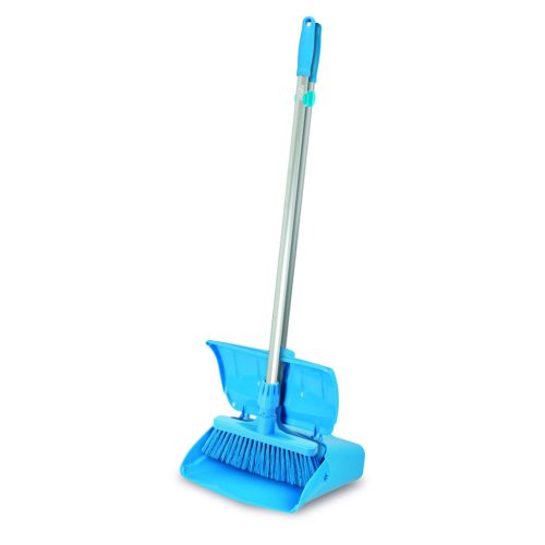 Igeax élelmiszeripari billenős szemetes lapát és seprű 28cm széles, 80cm nyéllel kék 0,5 mm