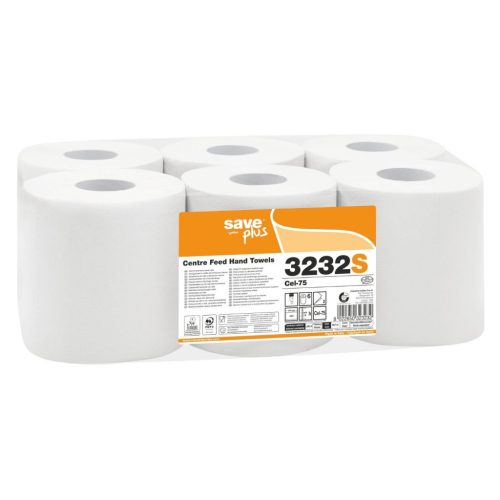 Celtex Save Plus tekercses kéztörlő, 75% cell, 2 réteg, 108m, 450 lap, 19x24cm, 6 tekercs/zsugor