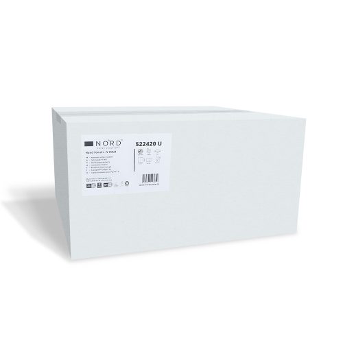 V hajtogatott kéztörlő 2 rétegű, fehér, 24x21cm, 100% cellulóz, 20x200 lap/karton