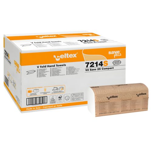 Celtex Save Plus Compact V hajtogatott kéztörlő recy, 2 réteg, 25x21cm, 12x250 lap (3000 lap)