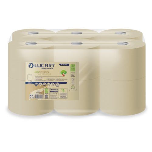Lucart L-One Eco Natural 180m toalettpapír, 2réteg, belső/pont, laponkénti adagolású