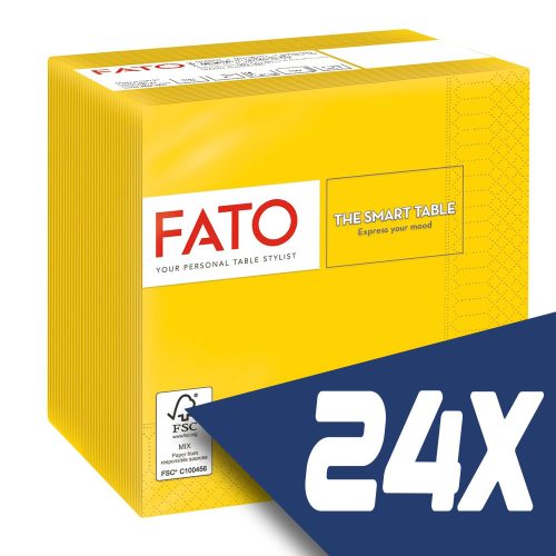 Fato Szalvéta 24x24cm sárga 2 rétegű 100 lap/csomag (24 csomag)