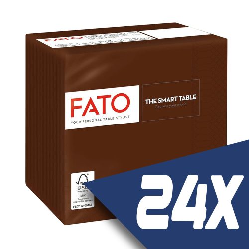 Fato Szalvéta 24x24cm csokoládébarna 2 rétegű 100 lap/csomag (24 csomag)