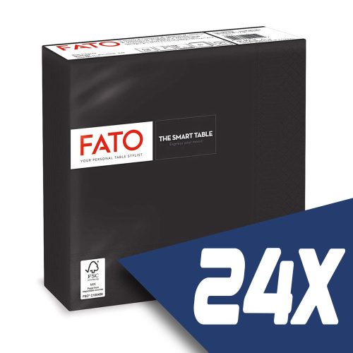 Fato Szalvéta 33x33cm fekete 2 rétegű 50 lap/csomag (24 csomag)