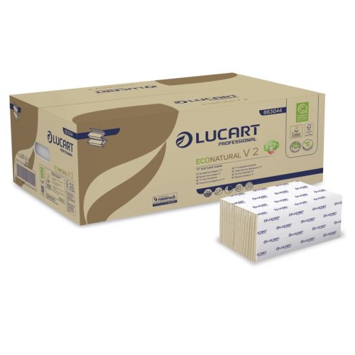 Lucart ECO Natural V hajtogatott kéztörlő 2 rétegű 20x190 lap/karton 40 karton/raklap