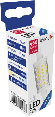 Avide LED 4.5W R7S 20x78mm CW 6400K