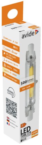 Avide LED 5W R7S 16x78mm NW 4000K
