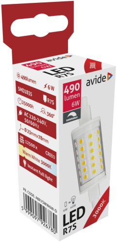 Avide LED 6W R7S 23x78mm WW 3000K Fényerőszabályzós