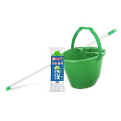   Bonus Felmosó szett-vödör ZÖLD 11L  csavaró kosár, felmosó nyél 120cm Softmop 160gr