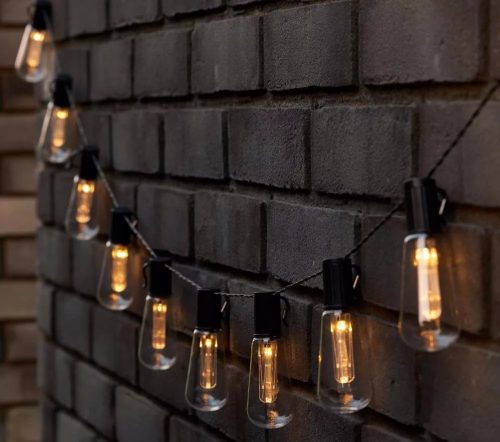 Retró Edison körte izzó forma LED Szolár Napelemes Dekor Lampion 10db 4,7m DS010