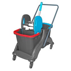   Takarítókocsi, műanyag vázas, 2x25 literes vödörrel, ECO