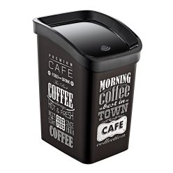   Műanyag Smart Click billenőfedeles szemetes, fekete/fekete mintás felirattal GOGO 23L