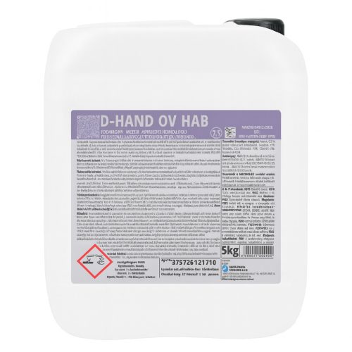 D-Hand QV HAB fertőtlenítő baktericid, fungicid, tuberkolocid, virucid, MRSA hatású habszappan 5kg
