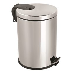   Rozsdamentes acél pedálos szemetes, kivehető műanyag vödörrel, 40L, fényes