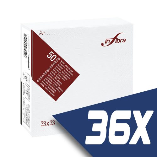 Infibra szalvéta 33x33cm fehér 2 rétegű 50 lap/csomag (36 csomag)