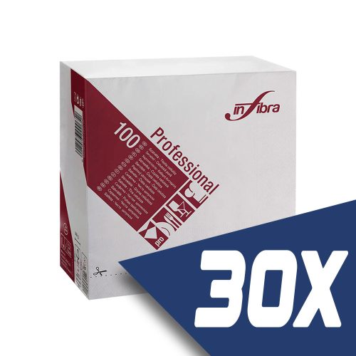 Infibra Szalvéta 25x25cm fehér 2 réteg 100 lap/csomag (30 csomag)