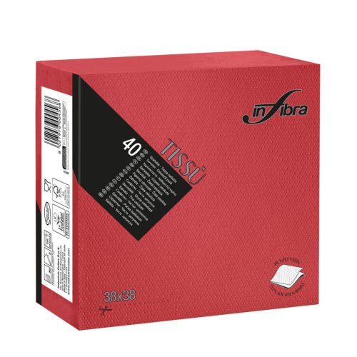 Infibra Szalvéta 38x38cm Piros 2 réteg 40 lap/csomag 
