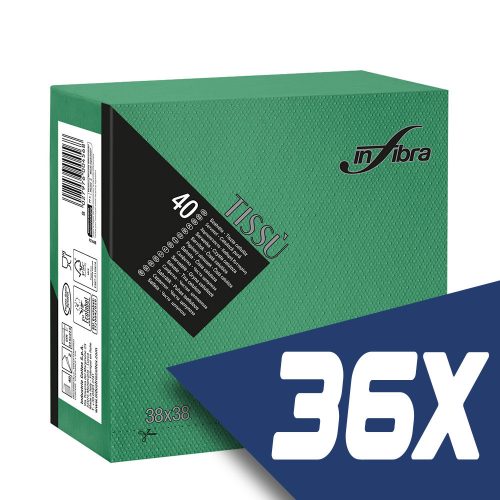 Infibra Szalvéta 38x38cm Sötétzöld 2 réteg 40 lap/csomag (36 csomag)