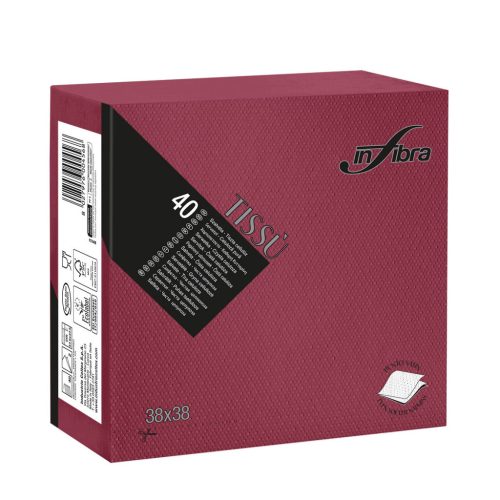 Infibra Szalvéta 38x38cm Bordó 2 réteg 40 lap/csomag 