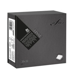 Infibra Szalvéta 38x38cm Fekete 2 réteg 40 lap/csomag 