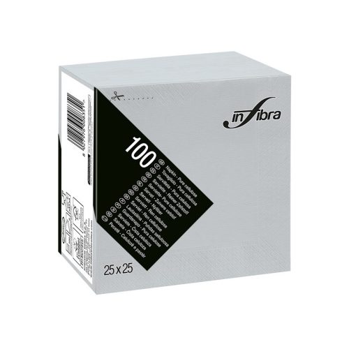 Infibra Szalvéta 25x25cm szürke  2 réteg 100 lap/csomag 