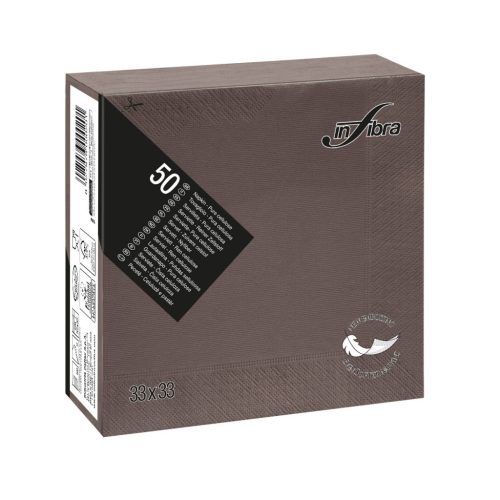 Infibra Szalvéta 33x33cm csokoládébarna 2 réteg 50 lap/csomag 