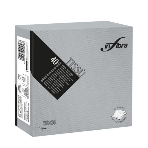 Infibra Szalvéta 38x38cm Szürke 2 réteg 40 lap/csomag 