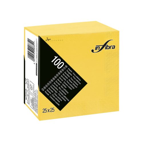 Infibra Szalvéta 25x25cm citromsárga 2 réteg 100 lap/csomag