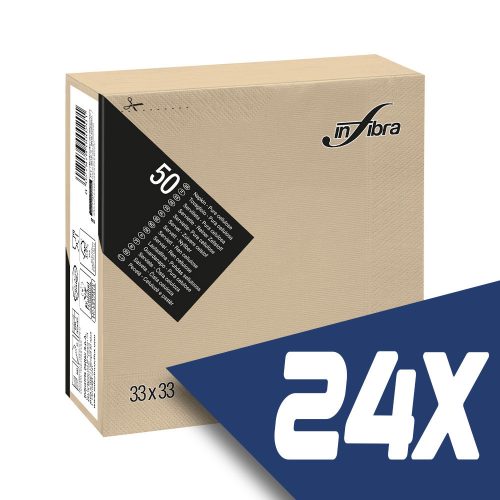 Infibra szalvéta 33x33cm greige 2 rétegű 50 lap/csomag (24 csomag)