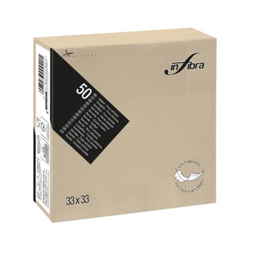 Infibra Szalvéta 33x33cm Greige 2 réteg 50 lap/csomag 