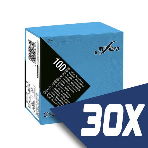 Infibra Szalvéta 25x25cm türkiz 2 réteg 100 lap/csomag (30 csomag)