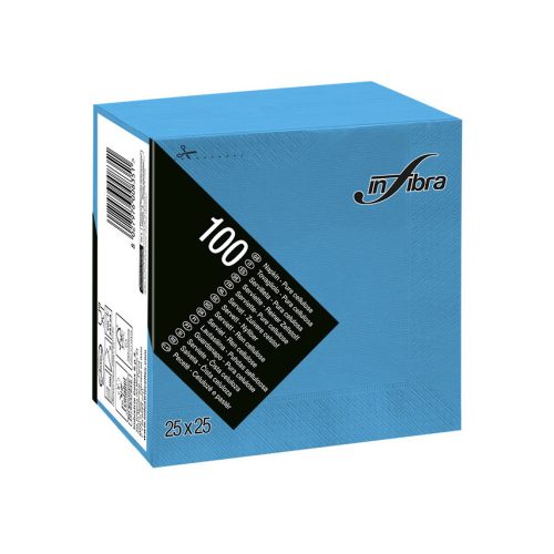 Infibra Szalvéta 25x25cm türkiz  2 réteg 100 lap/csomag 