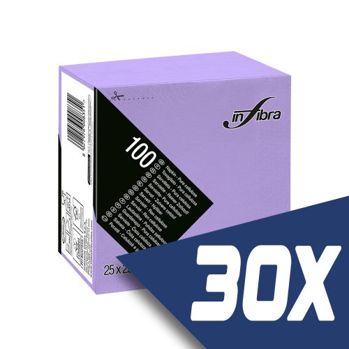 Infibra Szalvéta 25x25cm lila 2 réteg 100 lap/csomag (30 csomag)