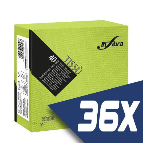 Infibra Szalvéta 38x38cm Almazöld 2 réteg 40 lap/csomag (36 csomag)