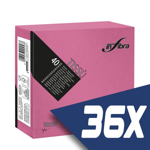Infibra Szalvéta 38x38cm Fuxia 2 réteg 40 lap/csomag (36 csomag)