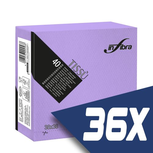 Infibra Szalvéta 38x38cm Lila 2 réteg 40 lap/csomag (36 csomag)