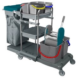   Kombi takarítókocsi műanyag+ krómvázas 2x18literes + 4x5literes vödör