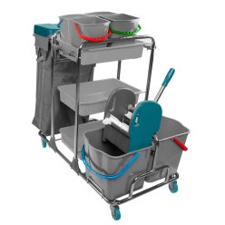   Kombi takarítókocsi krómvázas 2x18literes + 4x5literes vödör