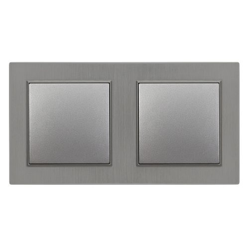 Nova kettős váltókapcsoló 106 szürke szálcsiszolt dupla kerettel
