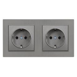 Nova kettős dugalj szürke szálcsiszolt kerettel