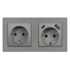   Nova dugalj USB csatlakozóval szürke szálcsiszolt kerettel