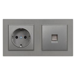   Nova dugalj 16A 250V UTP csatlakozóval szürke szálcsiszolt kerettel