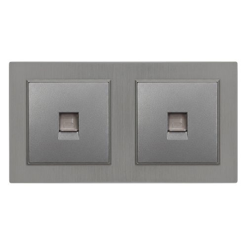 Nova kettős UTP aljzat RJA-45 szürke szálcsiszolt kerettel