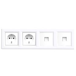   Nova IV kettő dugalj kettő UTP csatlakozóval fehér kerettel