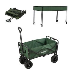 Összecsukható prémium kerti strandkocsi tetővel zöld