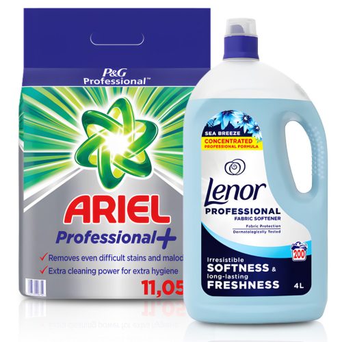 Ariel Professional Plus mosópor 11,05 kg + Lenor Professional Sea breeze textilöblítő 4L