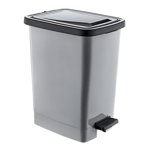 Slim Műanyag pedálos szemetes, ezüst/szürke, belső vödörrel 25L
