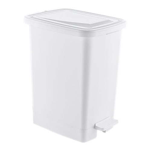 Slim Műanyag pedálos szemetes, fehér, belső vödörrel 15L