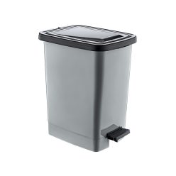   Slim Műanyag pedálos szemetes, ezüst/szürke, belső vödörrel 15L